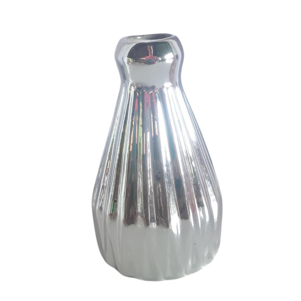 Vaso Porcelana Prata Pp - Rocha Decorações
