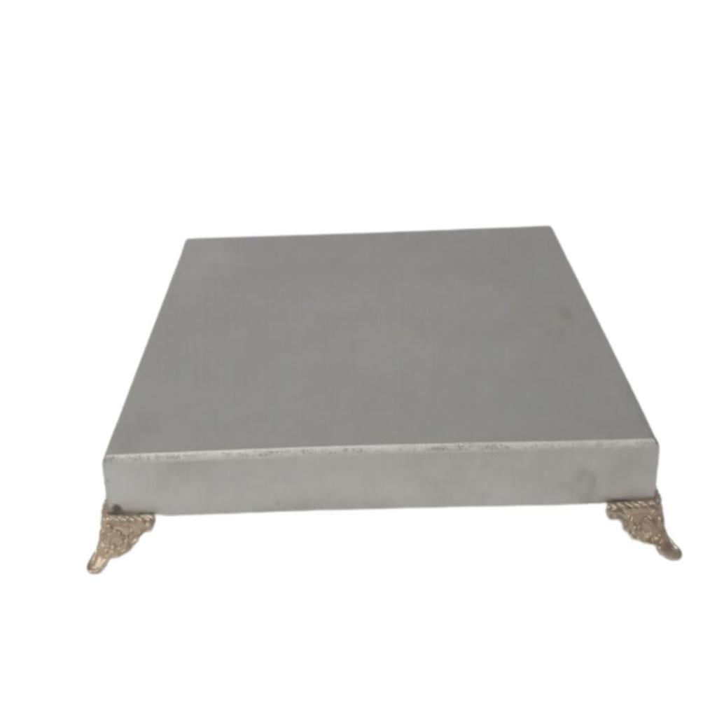 Bandeja Mdf Quadrada Prata - Cinza,Prata - Rocha Decorações