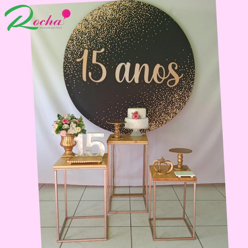 Dourado E Preto Quinze Anos Kit Premium - Rocha Decorações