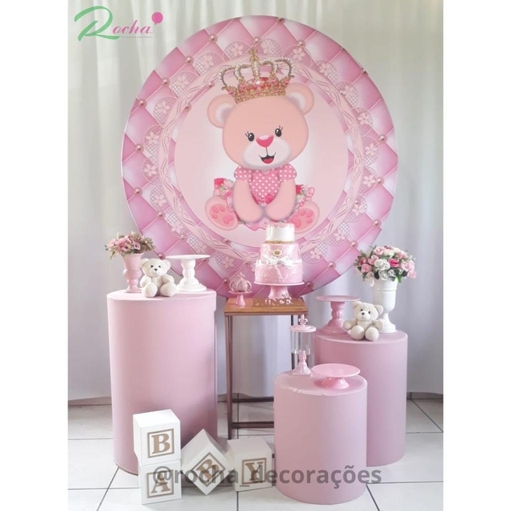 Ursa Rosa Para Cha de Bebe Composição - Rocha Decorações