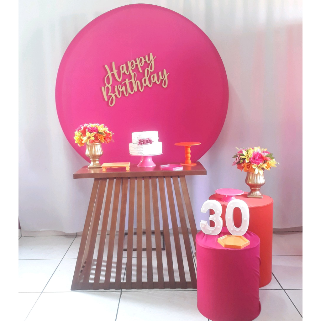 Pink E Laranja Com Mesa Ripada Composição - Rocha Decorações