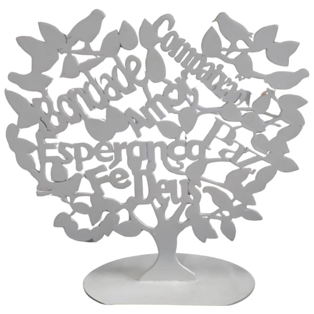 Arvore Branca Com Dizeres 025Cm - Branco - Rocha Decorações