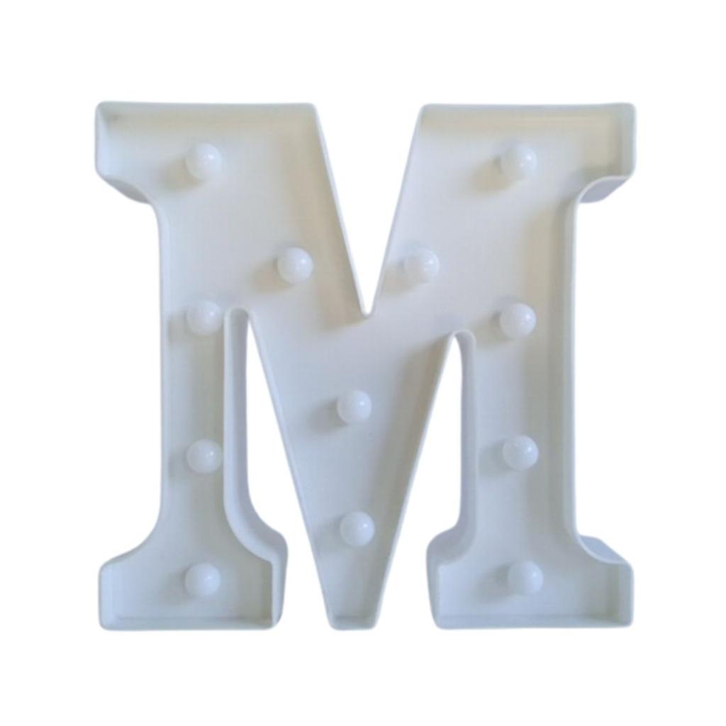 Letra "M" Luminoso Led 0,22Cm  (Não Acompanha Pilha) - Branco - Rocha Decorações