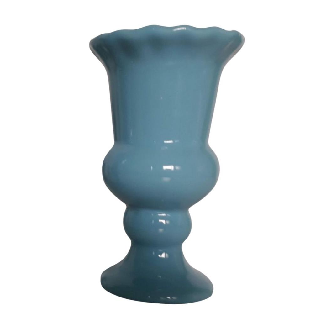 Vaso Cerâmica Carretel Azul Claro - Rocha Decorações