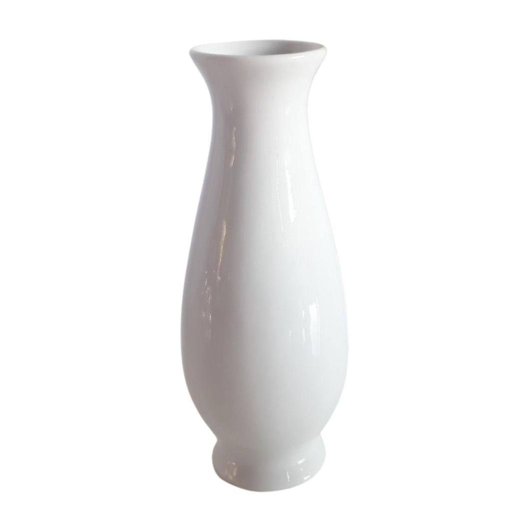 Vaso Cerâmica Solitario Branco Pp - Rocha Decorações