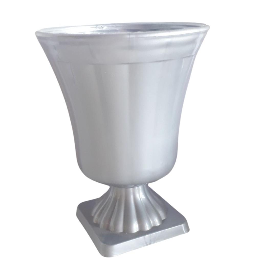 Vaso Plastico Cinza P - Rocha Decorações