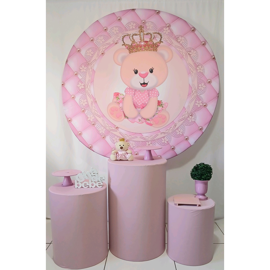 Ursa Rosa Coroa Cha de Bebe - Rocha Decorações