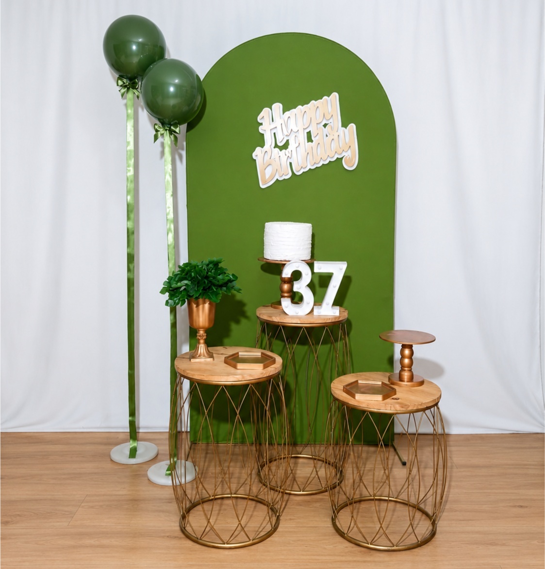 Adulto Happy Birthday Verde E Dourado K-1262 - Rocha Decorações Pegue e Monte Itatiba