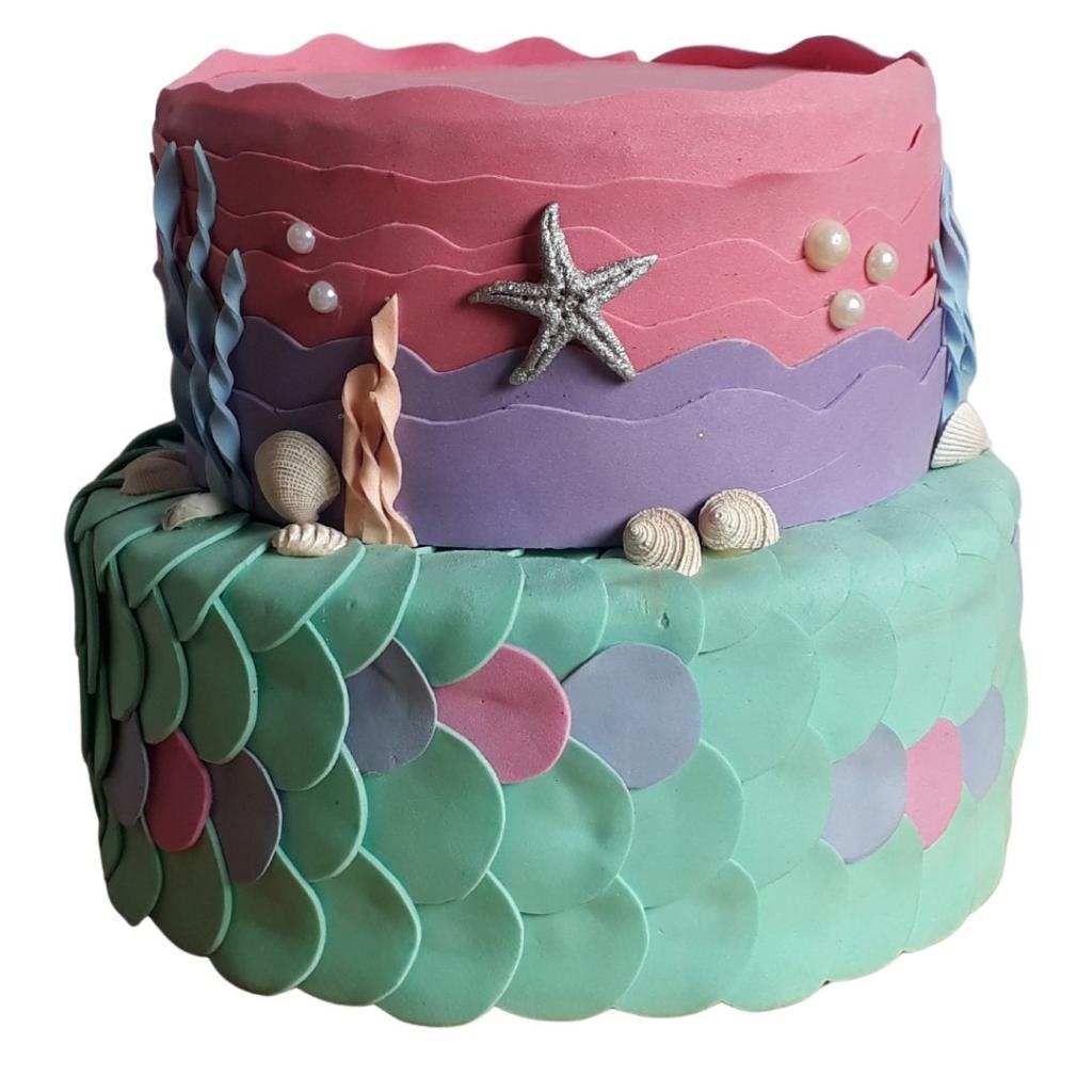Bolo Cenógrafico/ Fake Fundo Fundo Do Mar - Rosa,Tiffany - Rocha Decorações