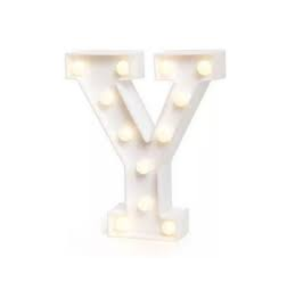 Letra "Y" Luminoso Led 0,22Cm  (Não Acompanha Pilha) - Branco - Rocha Decorações