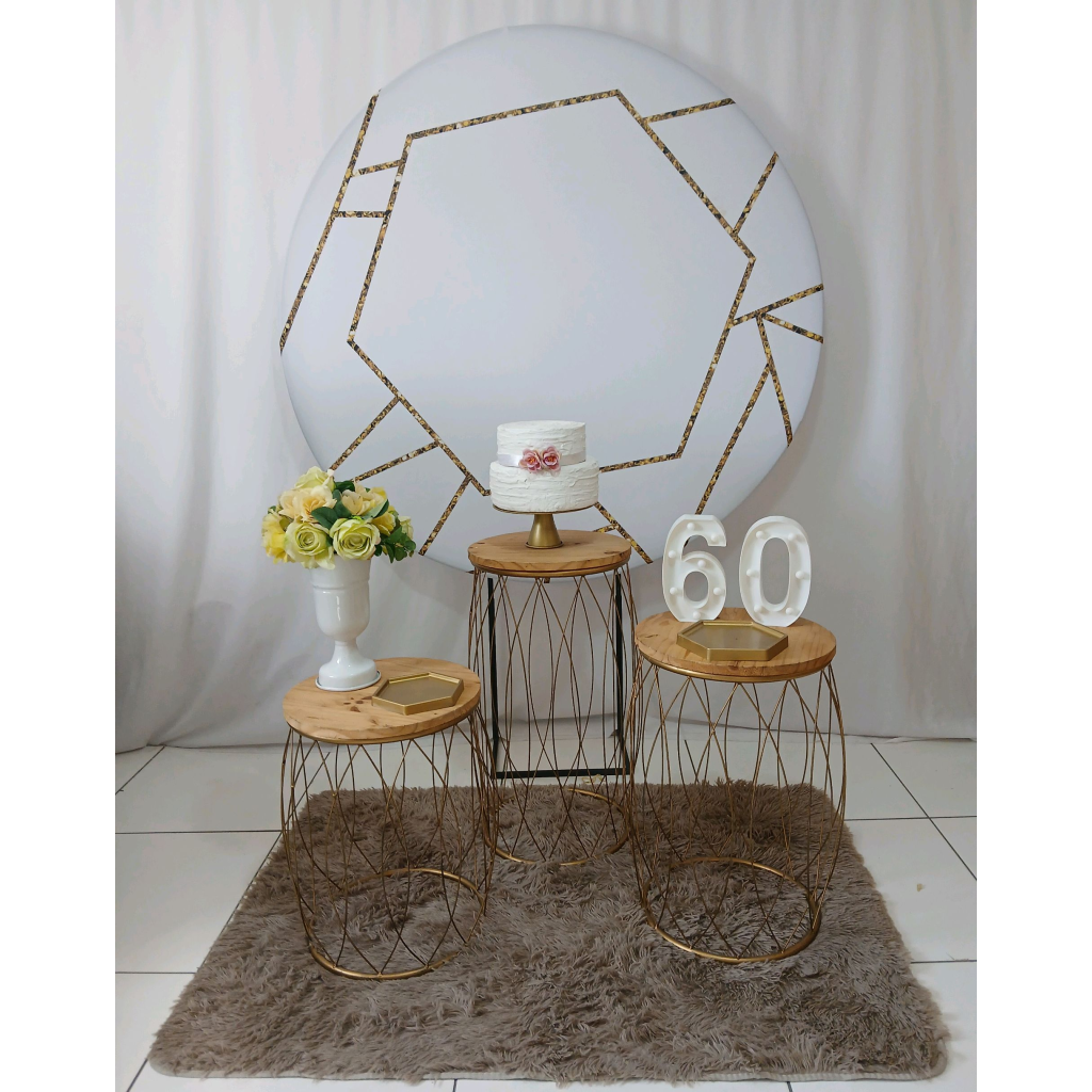 Floral Branco E Dourado Com Garden Kit Premium - Rocha Decorações