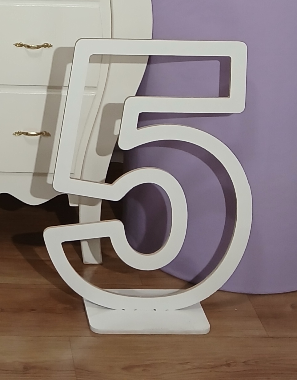 Numero Cinco "5" Mdf Branco Vazado 60Cm - Rocha Decorações