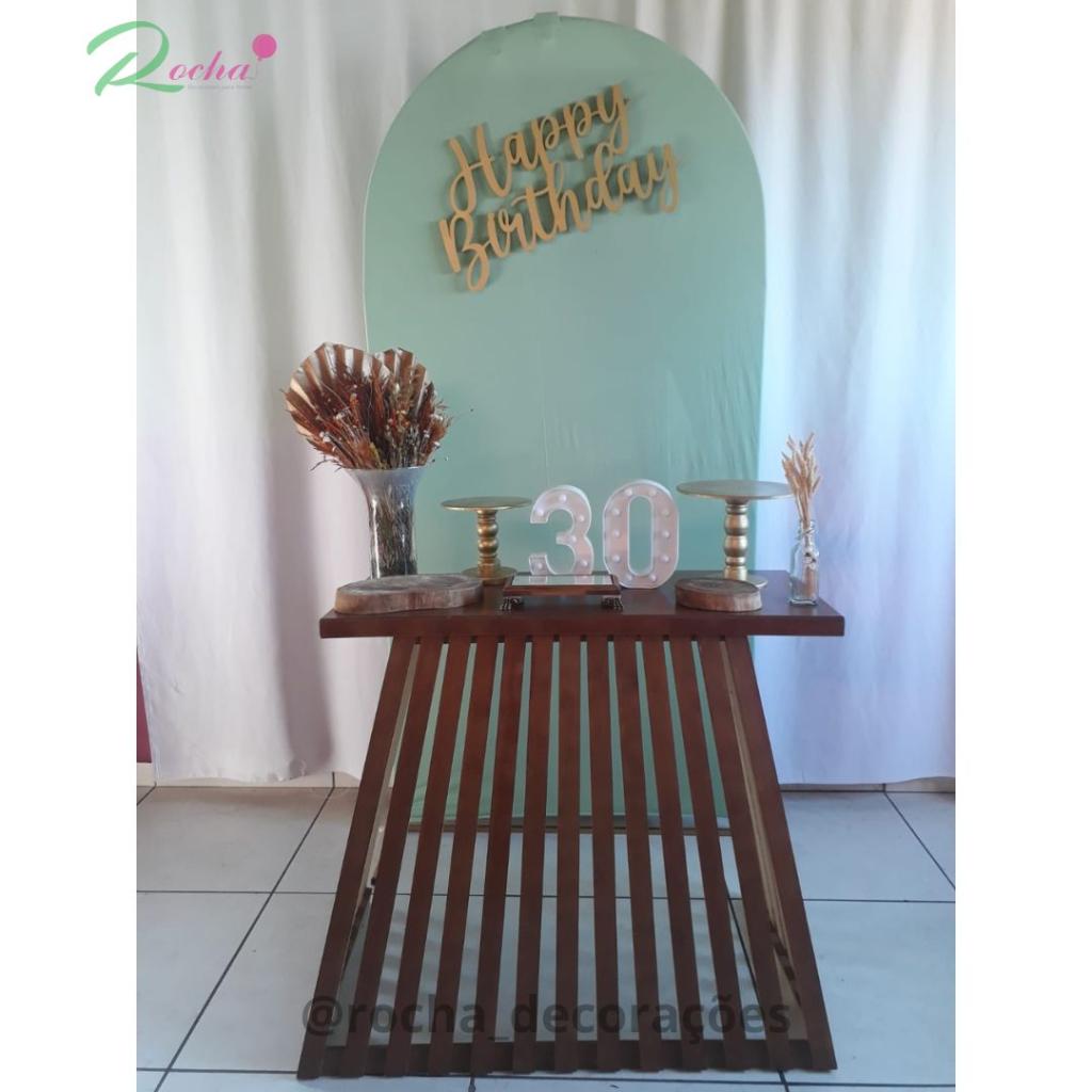 Happy Birthday Verde Dourado E Rustico Composição - Rocha Decorações