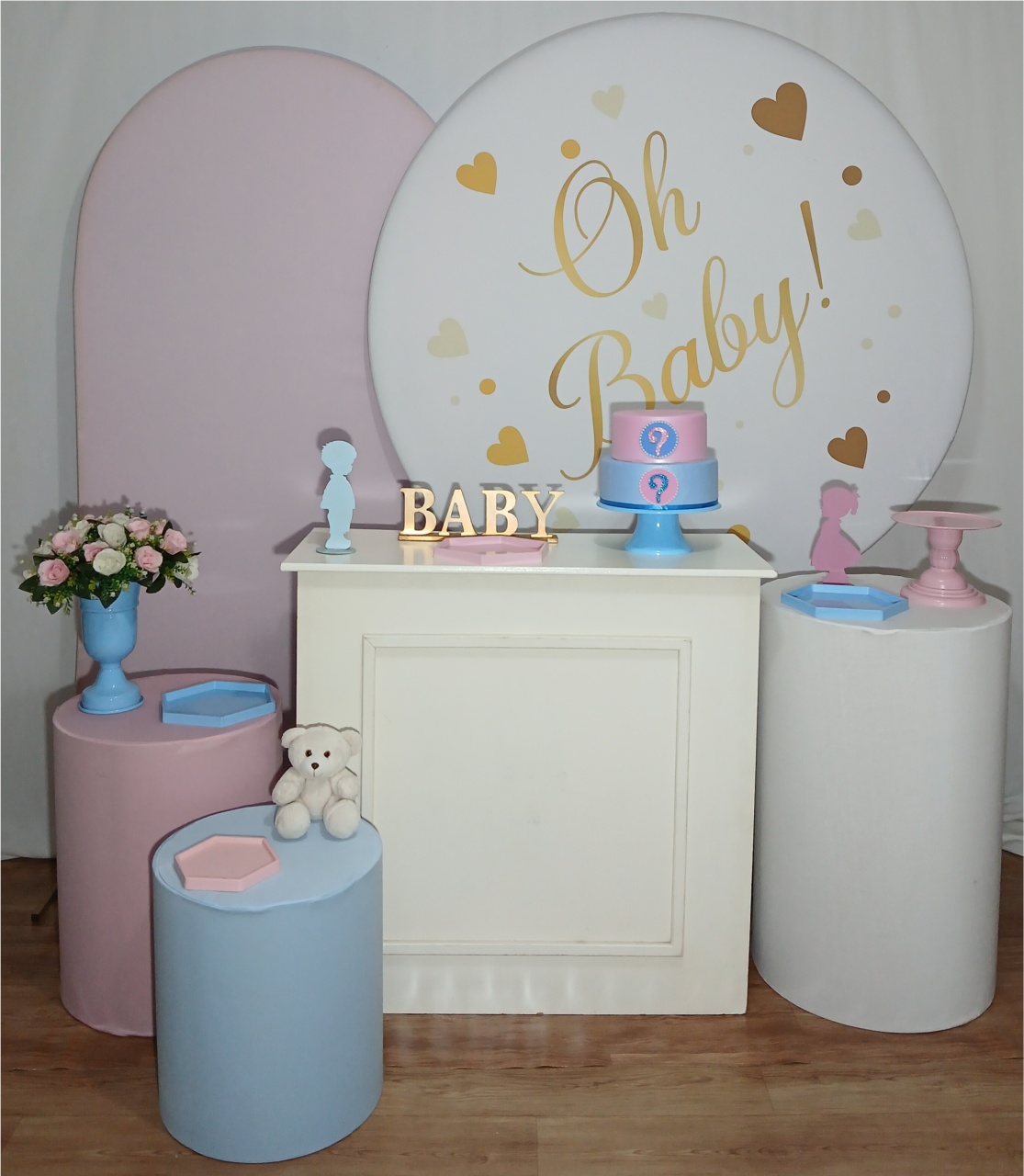 Oh Baby Azul E Rosa Cha Revelação Kit Master - Rocha Decorações