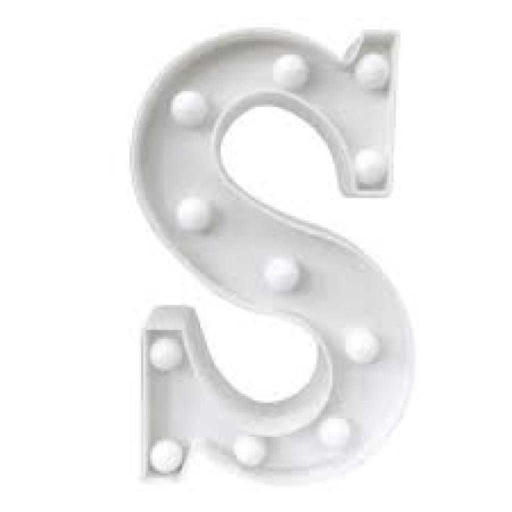 Letra "S" 0,22Cm Luminoso Led  (Não Acompanha Pilha) - Branco - Rocha Decorações