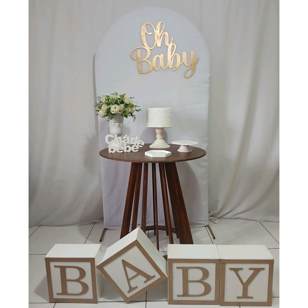 Cha de Bebe Rustico E Branco Composição - Rocha Decorações