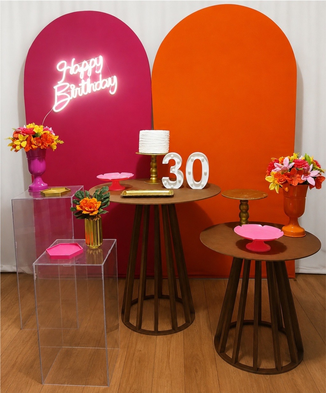 Pink E Laranja Composição - Rocha Decorações Pegue e Monte Itatiba