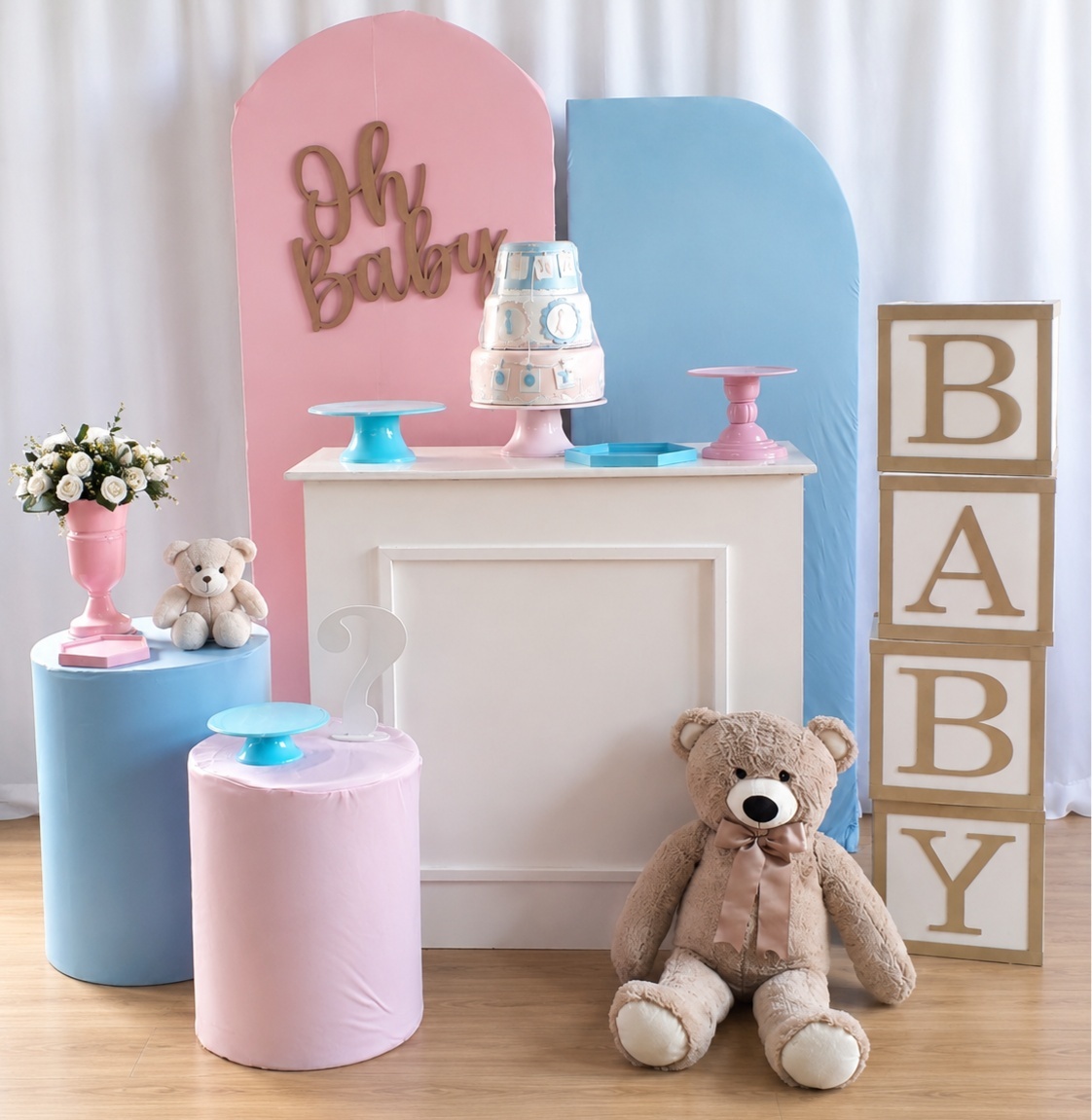 Oh Baby Cha Revelaçâo Azul E Rosa - Rocha Decorações Pegue e Monte Itatiba