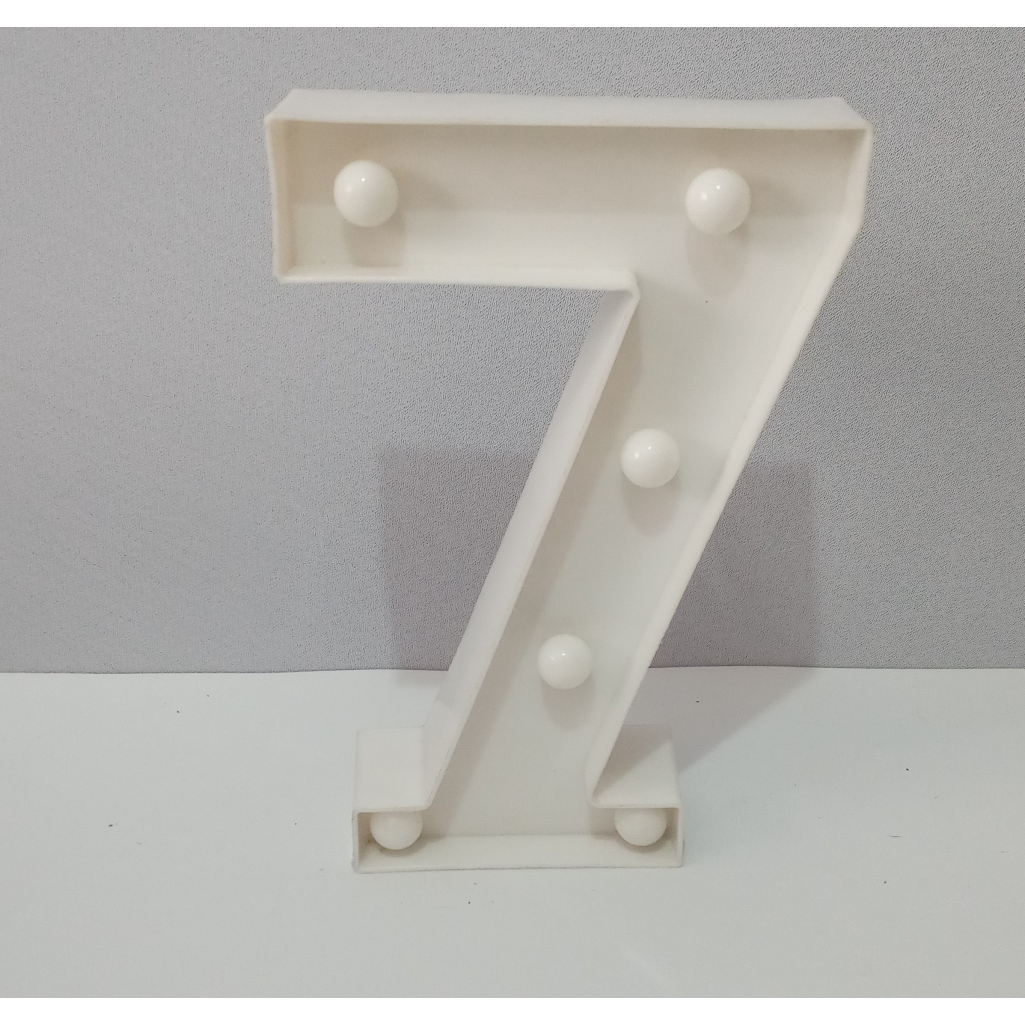 Numero Sete "7" Luminoso 22Cm (Não Acompanha Pilhas) - Branco - Rocha Decorações