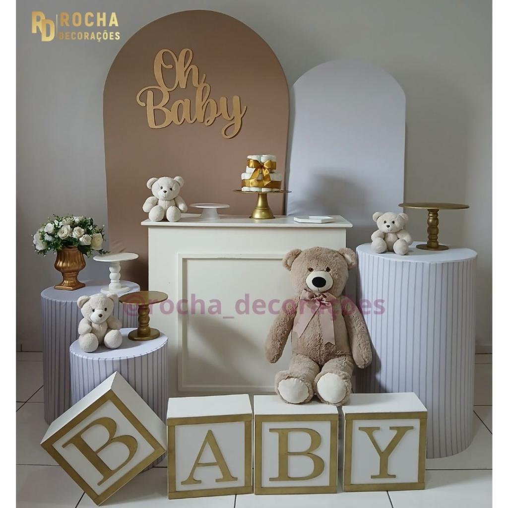 Oh Baby Cha de Bebe E Revelação Branco E Nude Composição - Rocha Decorações