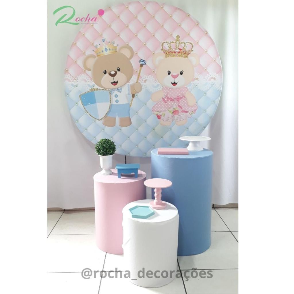 Urso Realeza Revelação Azul E Rosa Kit Essencial - Rocha Decorações