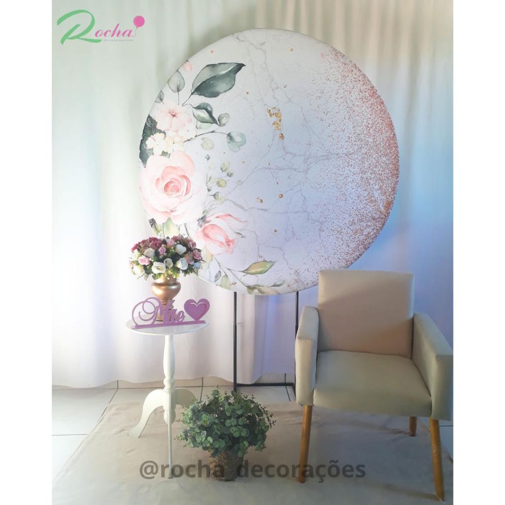 Cenário / Área de Fotos Floral Rosa E Salmão Dia das Mães - Rocha Decorações