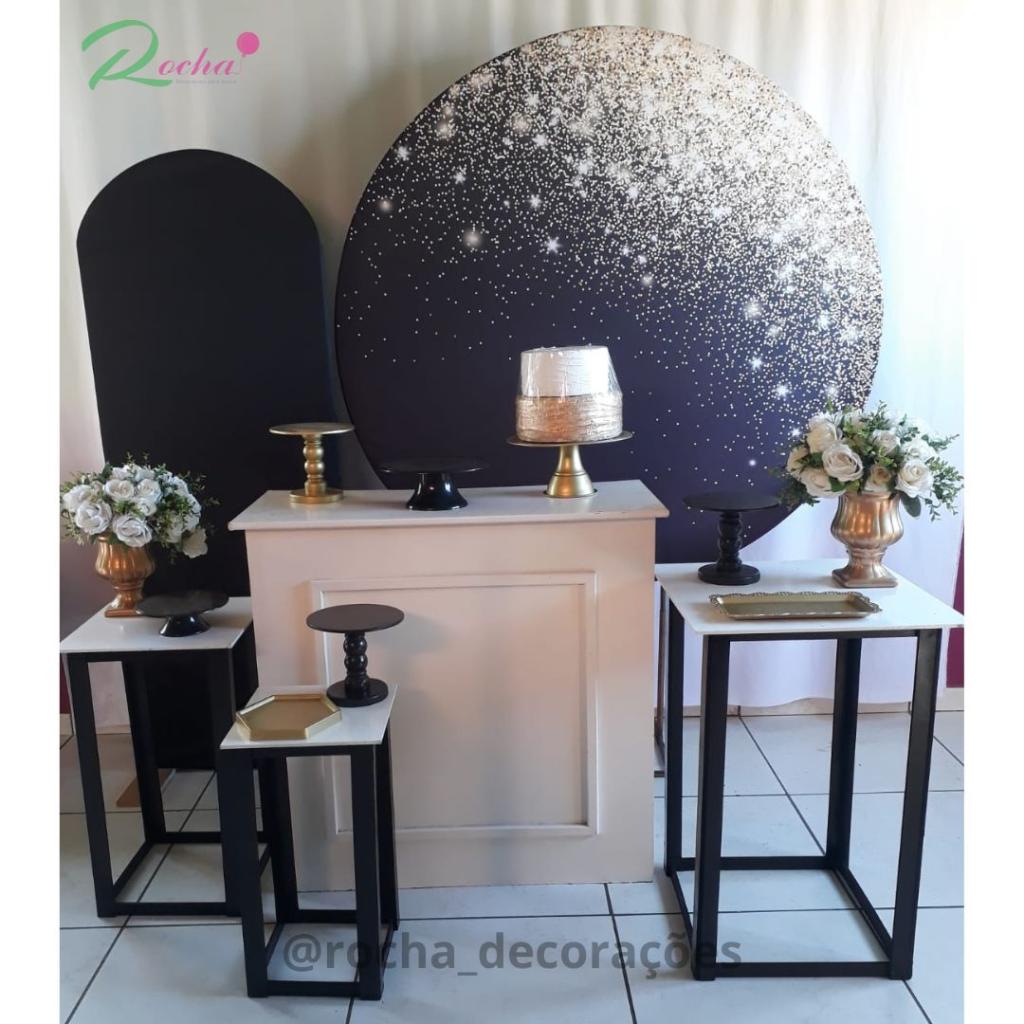 Preto E Dourado Glitter Composição - Rocha Decorações