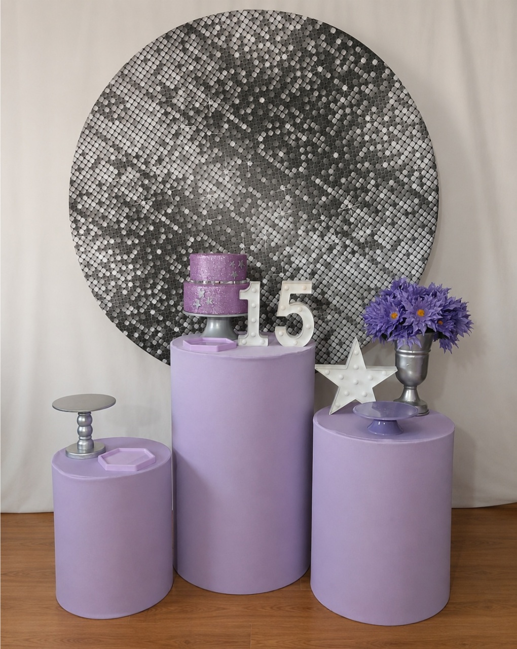 Lilas E Prata 15 Anos Composição - Rocha Decorações