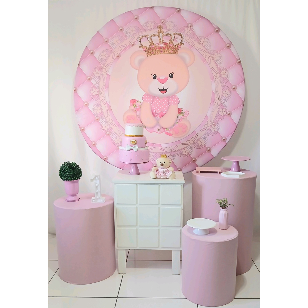 Ursa Rosa Coroa Para Aniversário Kit Plus - Rocha Decorações
