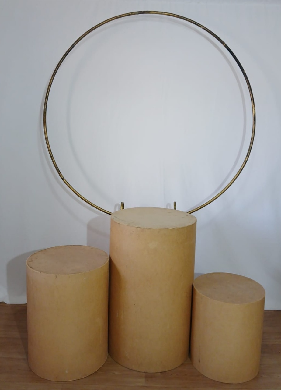 TRIO DE CILINDROS + ESTRUTURA DE FERRO 1,50M.