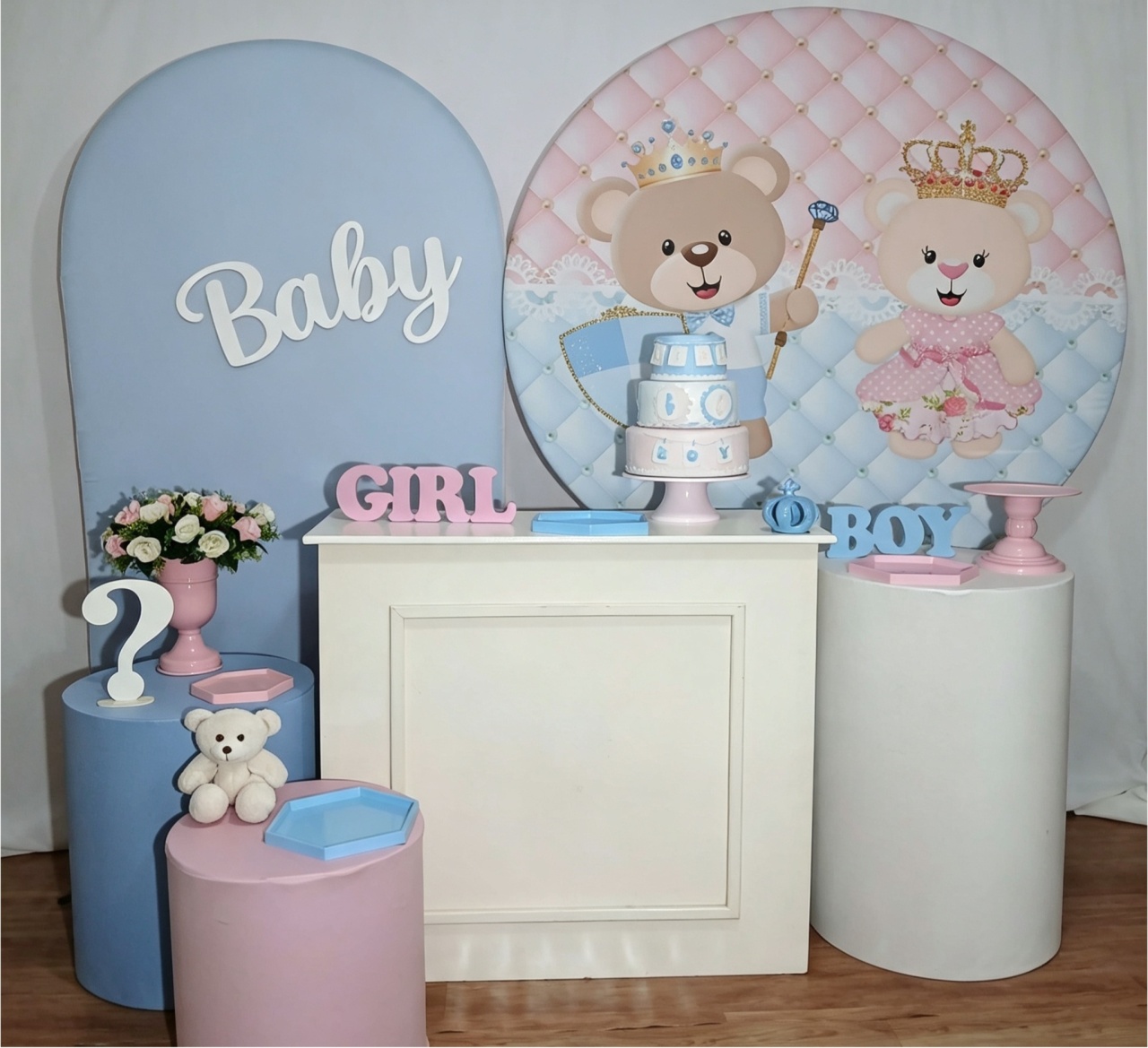 Realeza Azul E Rosa Cha Revelação Kit Master - Rocha Decorações
