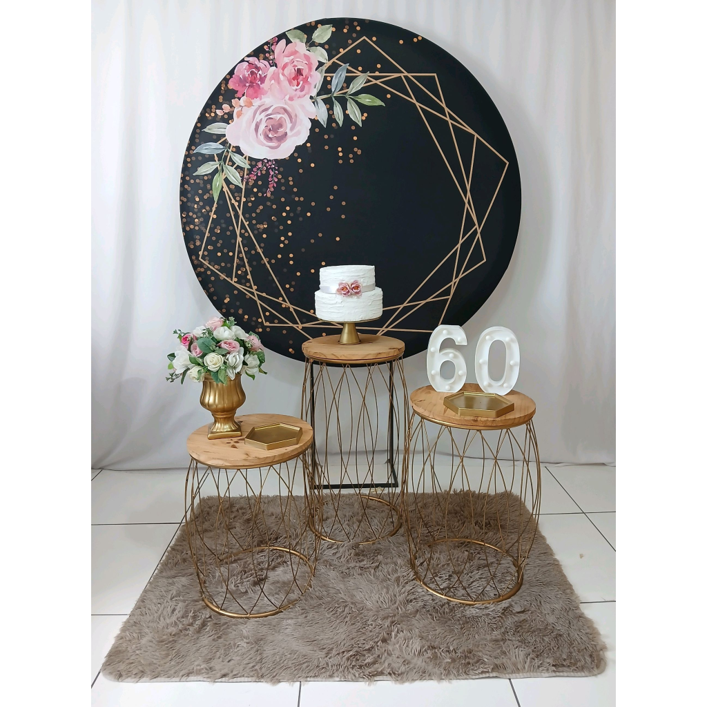Floral Preto E Dourado Com Garden Kit Premium - Rocha Decorações