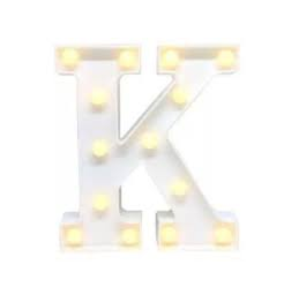 Letra "K" Luminoso Led 22Cm (Não Acompanha Pilha) - Branco - Rocha Decorações