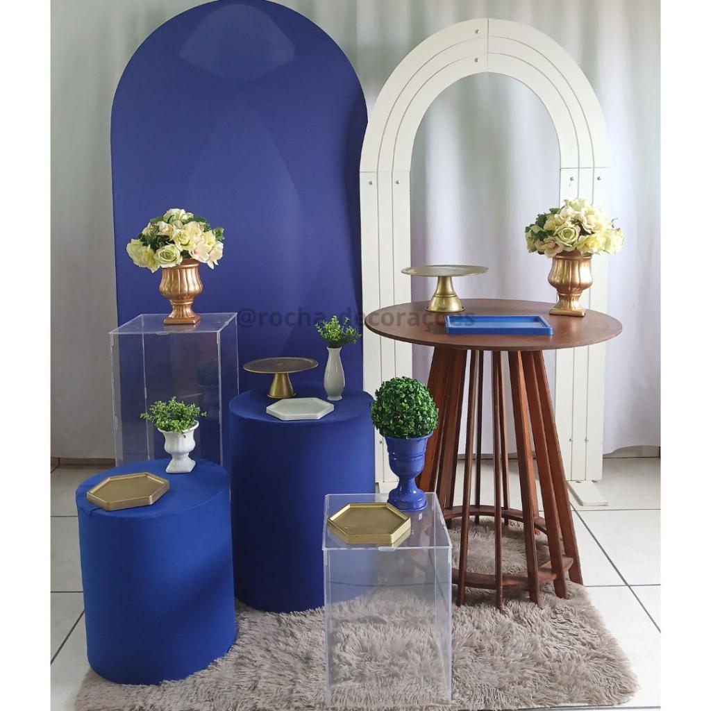 Azul, Dourado E Branco Composição I - Rocha Decorações