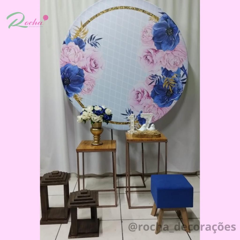 Azul E Rosa Floral Composição I - Rocha Decorações