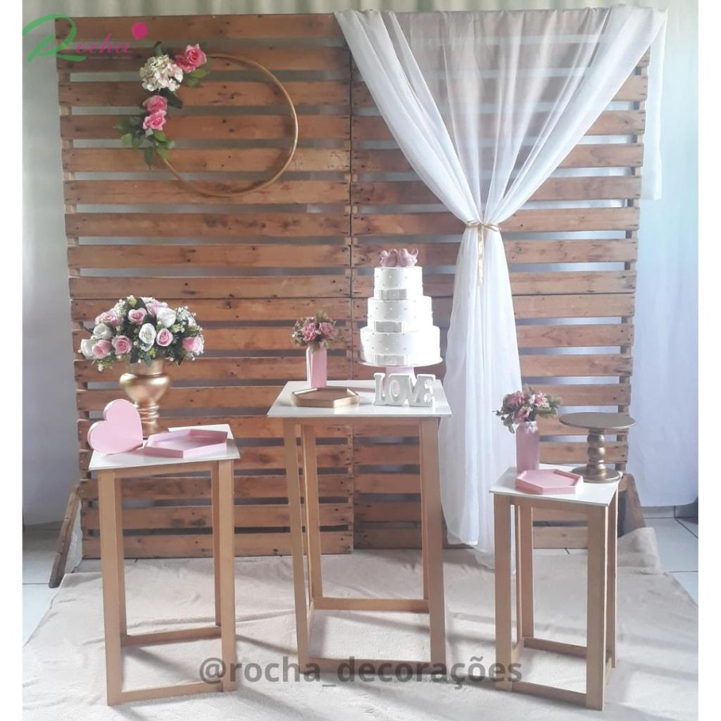 Rosa Branco E Dourado Adulto Feminino Composição - Rocha Decorações