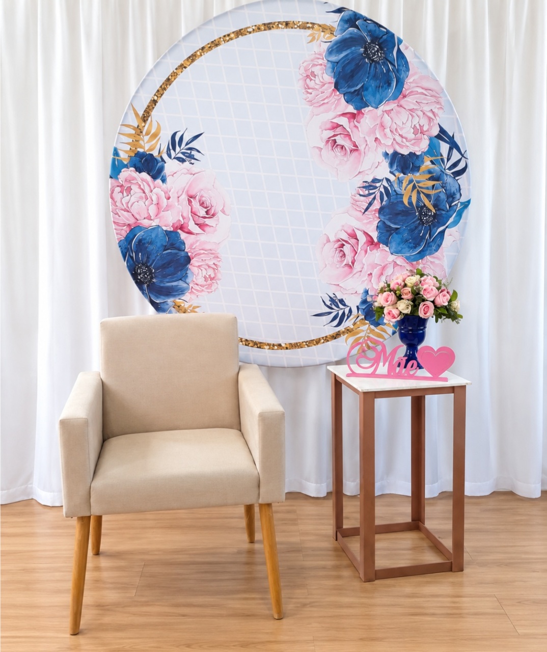 Floral Azul Para Cenario, Area de Fotos K-7036 - Rocha Decorações Pegue e Monte Itatiba