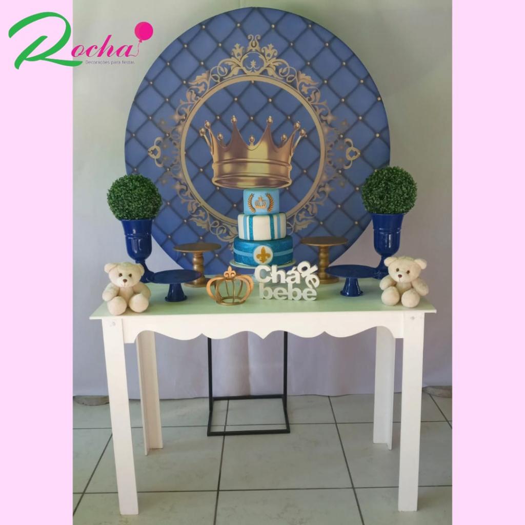 Chá de Bebê Realeza Coroa Azul Composição - Rocha Decorações