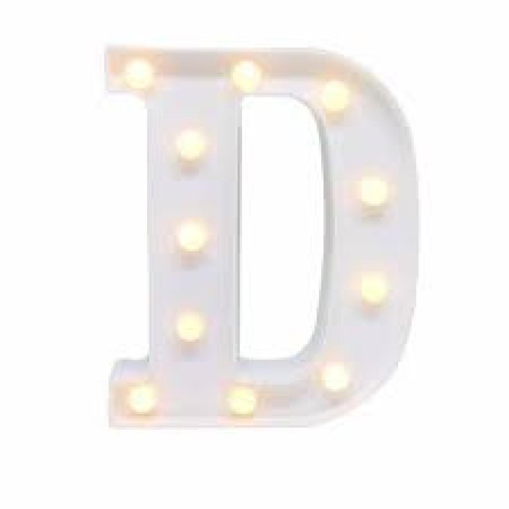 Letra "D" Luminoso Led 22Cm (Não Acompanha Pilha) - Branco - Rocha Decorações