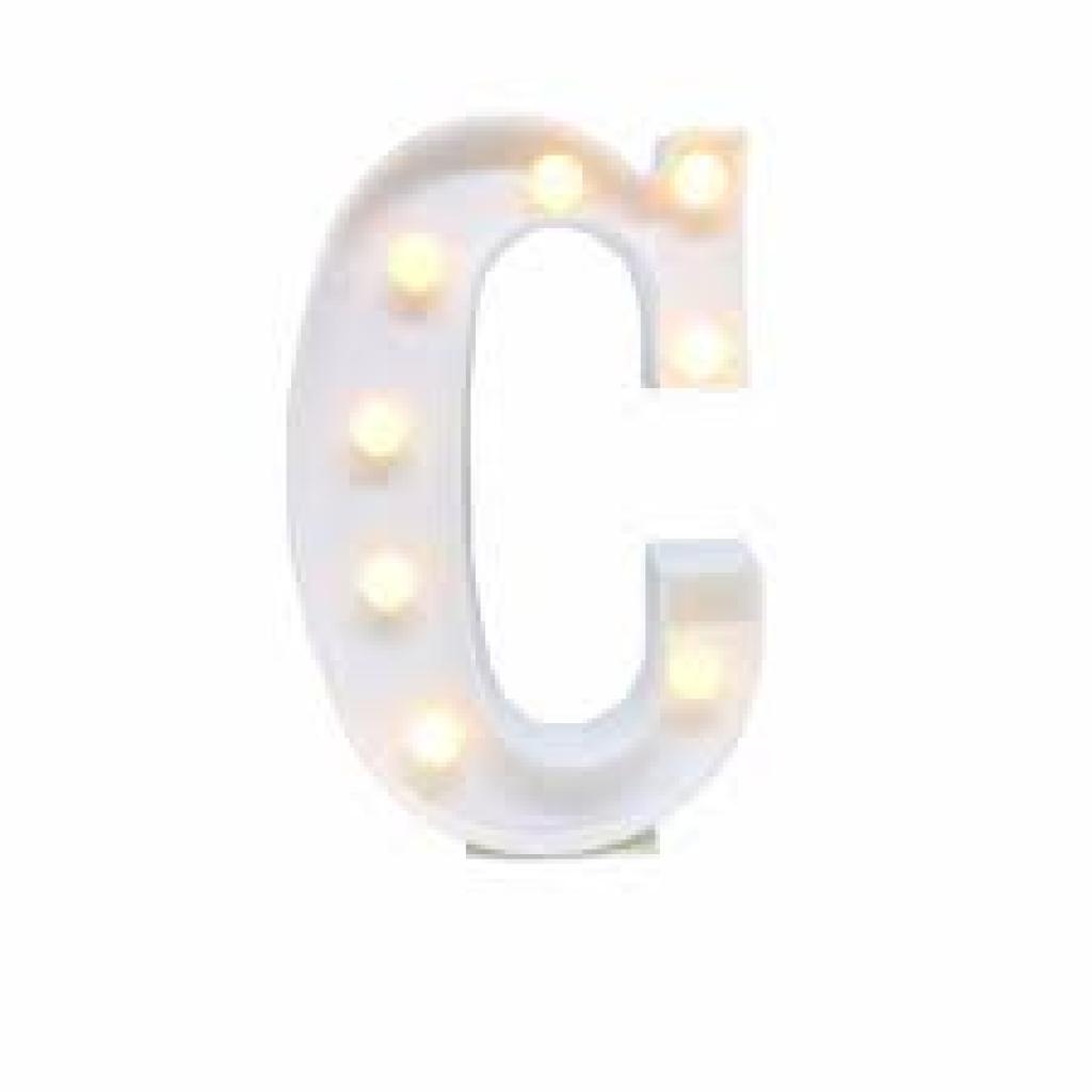 Letra "C" Luminoso Led 0,22Cm (Não Acompanha Pilha) - Branco - Rocha Decorações