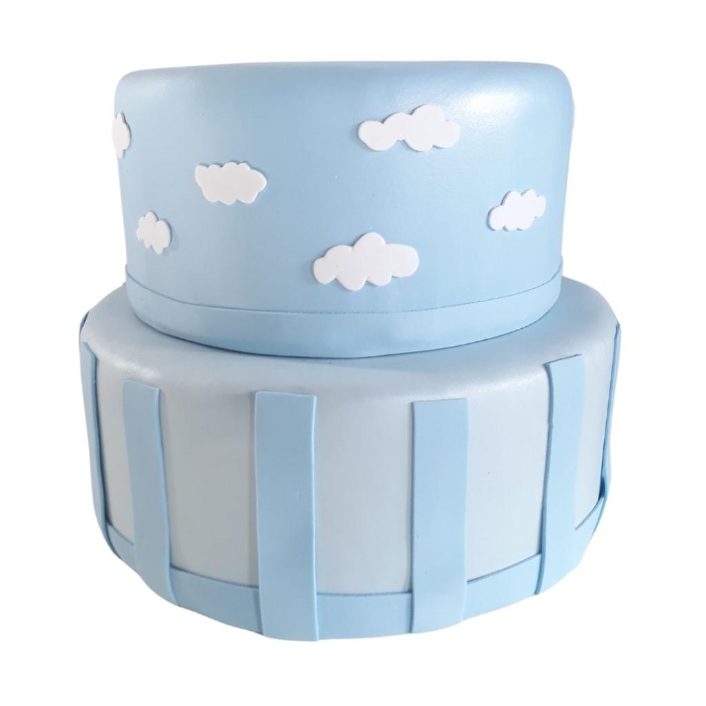 Bolo Cenógrafico/ Fake Nuvens Azul - Azul Candy,Azul Claro - Rocha Decorações