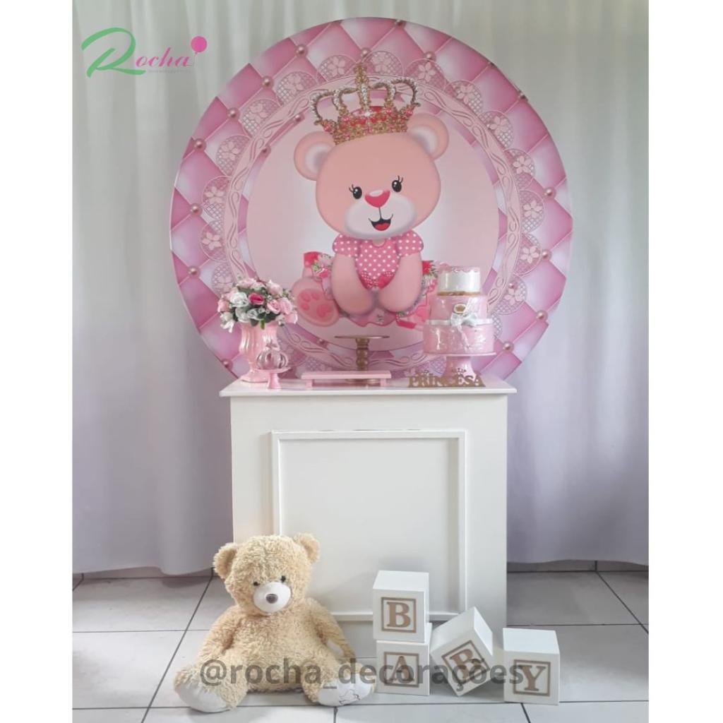 Ursa Rosa Com Cubo Baby - Rocha Decorações