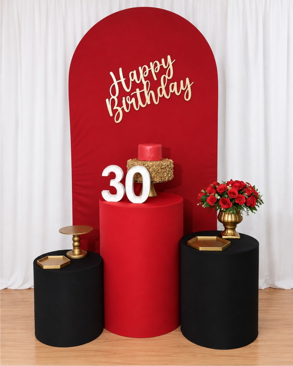 Happy Birthday Vermelho E Preto Kit Essencial - Rocha Decorações Pegue e Monte Itatiba