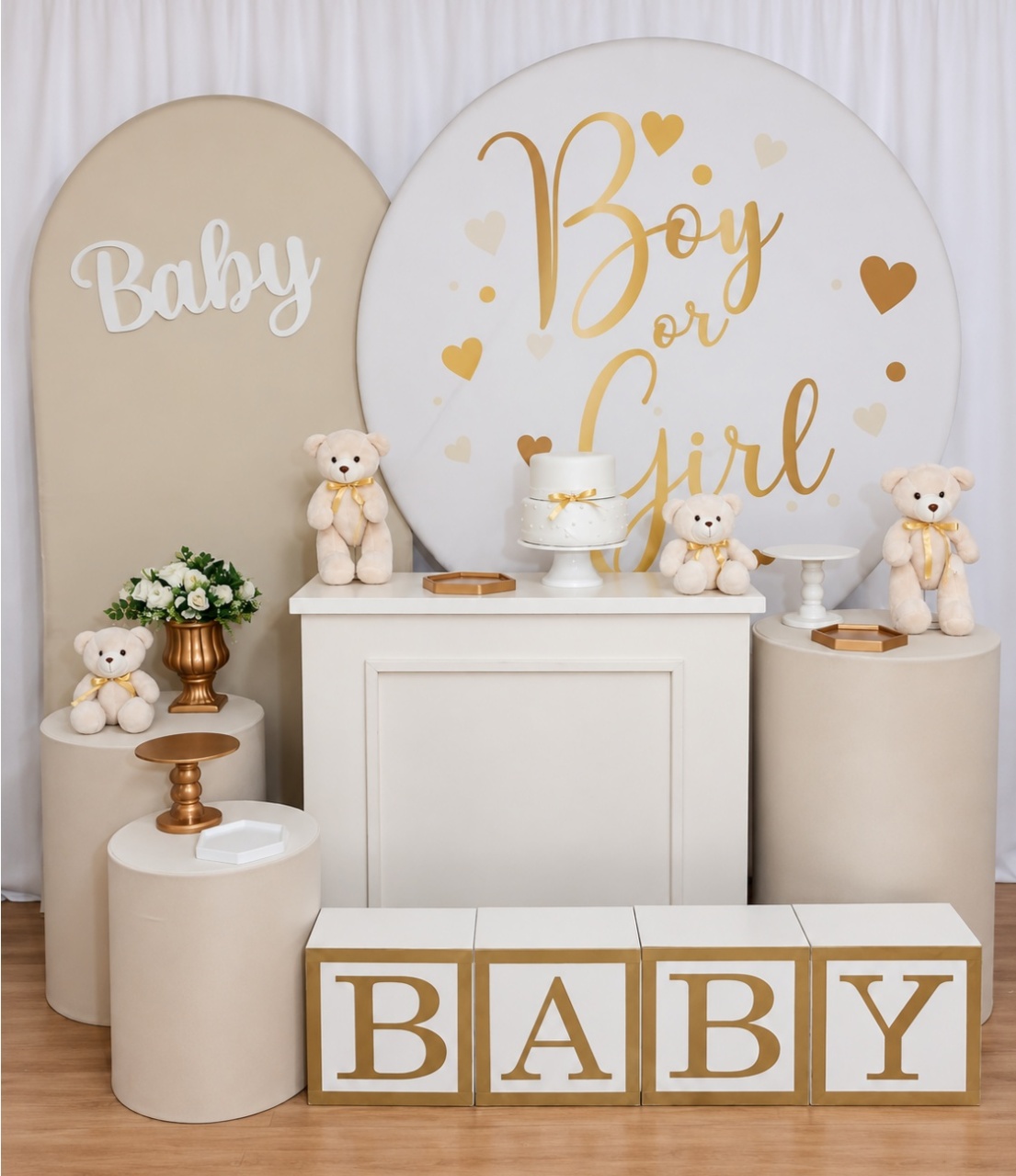 Revelação Branco E Dourado Kit Master Com Adicional K-7397 - Rocha Decorações Pegue e Monte Itatiba