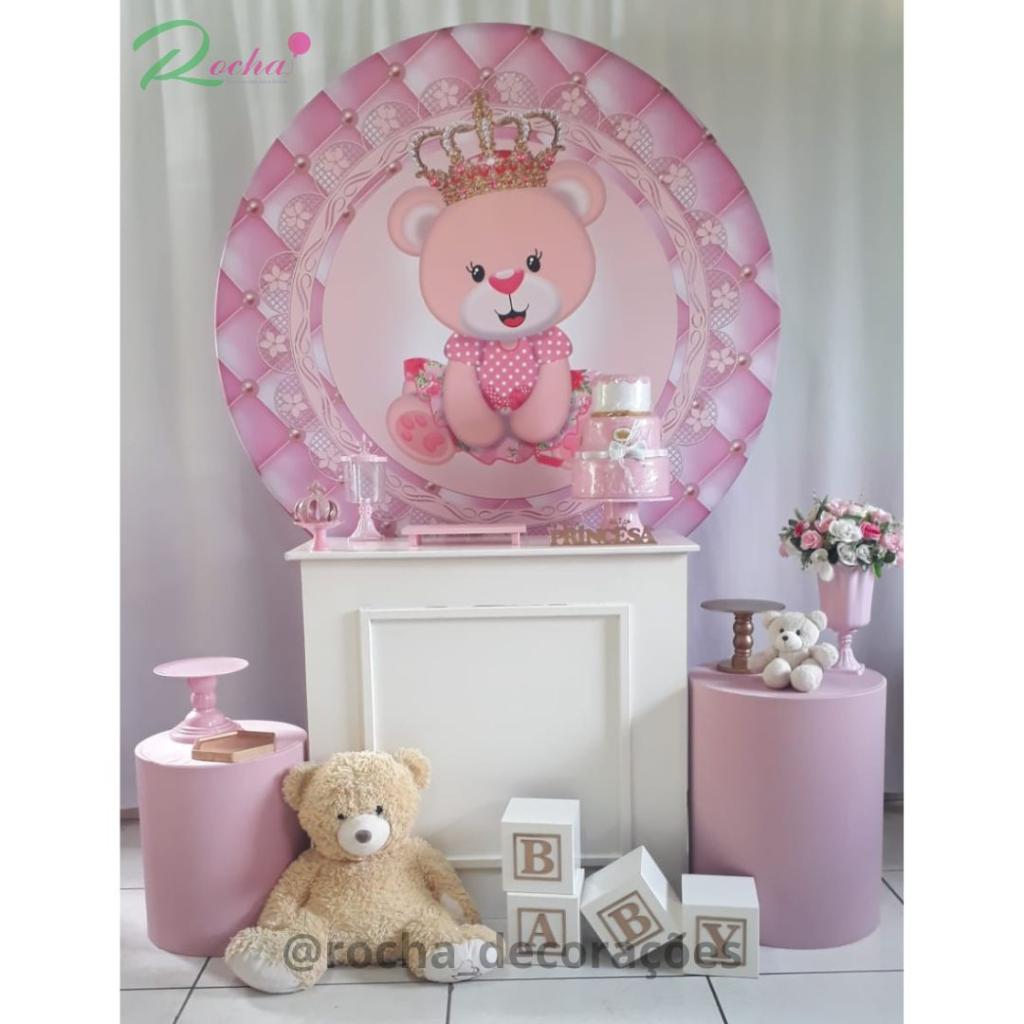 Ursa Rosa Cha de Bebe Composição - Rocha Decorações