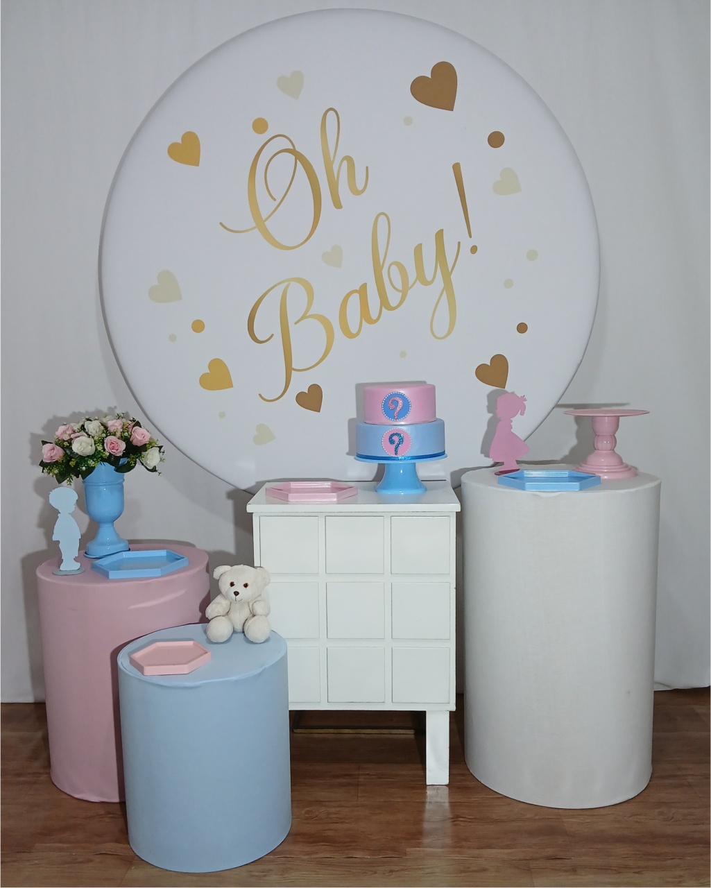 Oh Baby Azul E Rosa Cha Revelação Kit Plus - Rocha Decorações