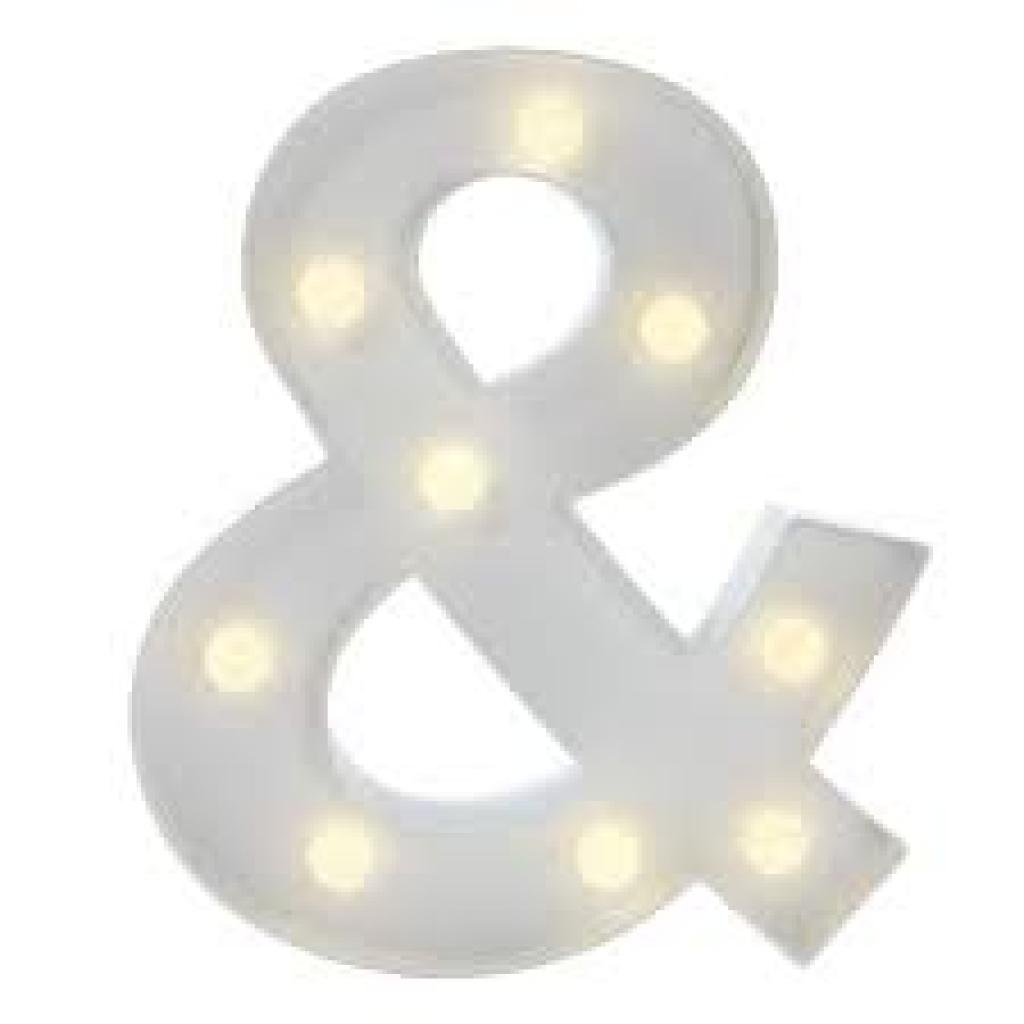 Letra ''&'' Numinoso 0,22Cm (Não Acompanha Pilha) - Branco - Rocha Decorações