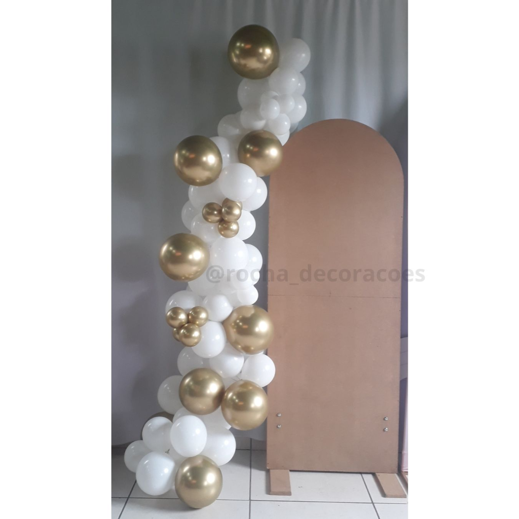 Arco de Balão 2 Metros (Uma Cor Comum + Uma Cor Aluminio Detalhes) - Rocha Decorações Pegue e Monte Itatiba