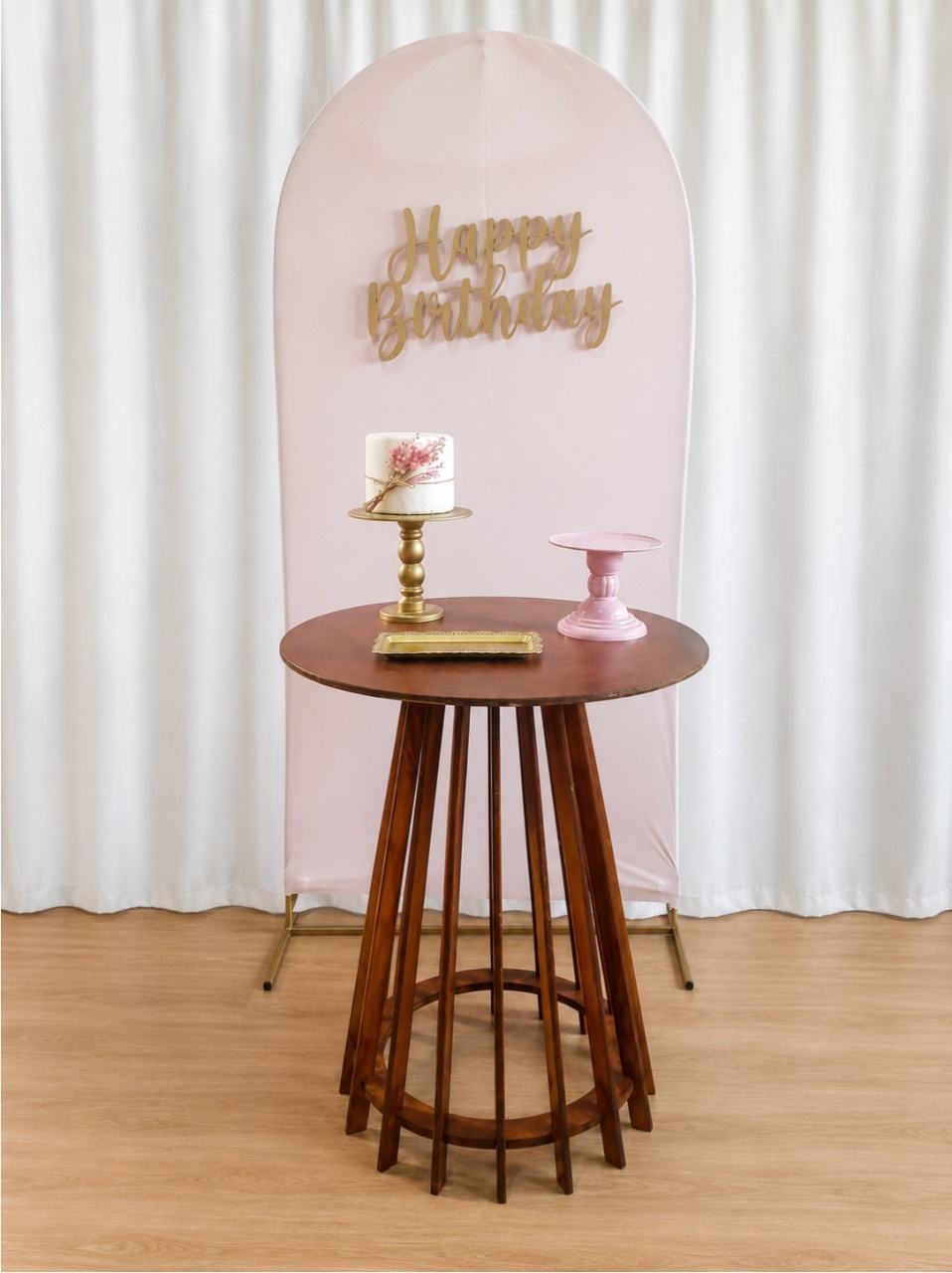 Happy Birthday Rosa E Dourdado Composição - Rocha Decorações Pegue e Monte Itatiba