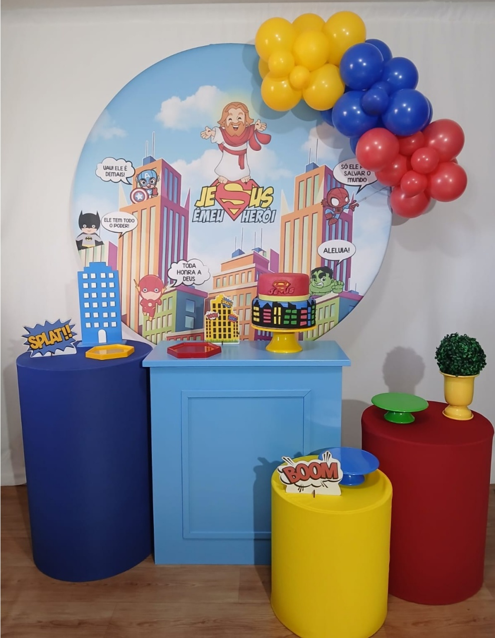 Jesus Meu Heroi Kit Plus Com Balão 1 Metro - Rocha Decorações